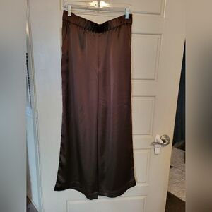 LOFT Brown Satin Wide-Leg Pants In M. Worn Once!